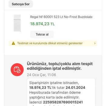 Regal İndirimli Ürün Satış İptali Ve Fiyat Artışı Şikayeti