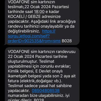 Vodafone Hattım Teslim Edilmedi