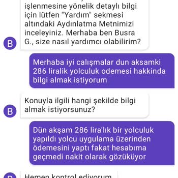 BiTaksi Destek Birimi Ve Ödeme İşlemleri