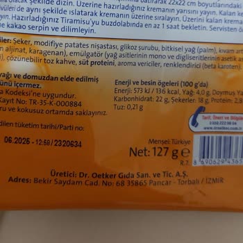 Dr. Oetker Tiramisu Acı Tat