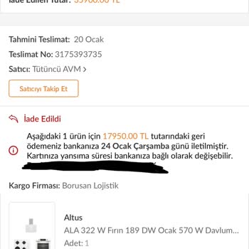 Tütüncü AVM Siparişim Teslim Edilmedi!