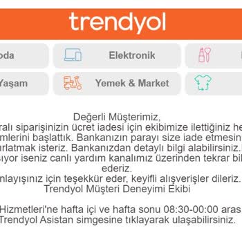 Trendyolmilla Trendyol Para İade Problemi