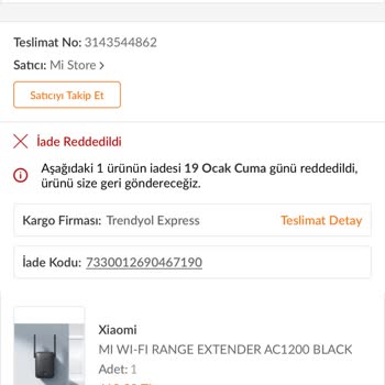 Xiaomi Kusurlu Ürün İademi Kabul Etmiyor