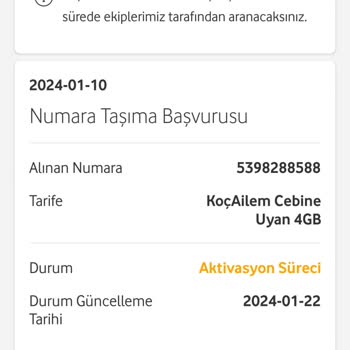 Vodafone Operatör Taşıma Sürecinde Yaşanan Aktivasyon Problemi