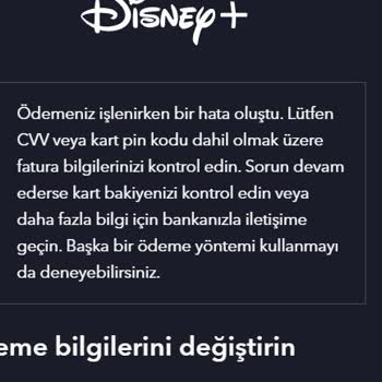 Disneyplus Ödeme Güncelleme Sorunu