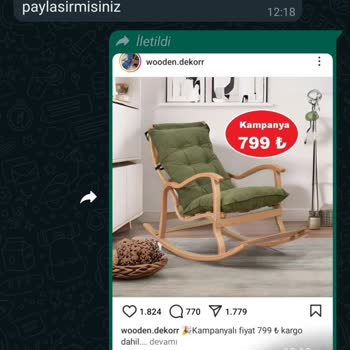 Atölye Hanzade (Instagram: wooden.dekorr) Sahte Instagram Hesabi Sallanan Sandalye Satışı