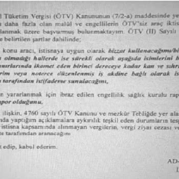 Gelir İdaresi Başkanlığı Engelli İnsanların Araçlarında Kullanıcı Kısıtlaması