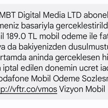 Vodafone Mobbyland İznim Dışında Ve Habersiz Üyelik Ücreti Kesildi