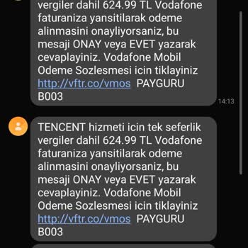 Vodafone Faturalı Hattan İzinsiz İşlem Şikayeti
