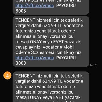 Vodafone Faturalı Hattan İzinsiz İşlem Şikayeti