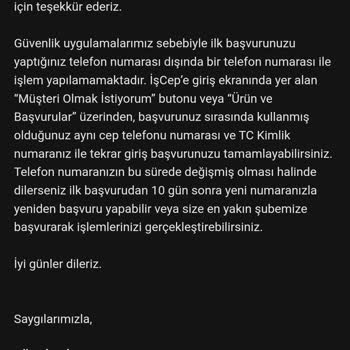 İş Bankası Mobilden Müşteri Olmak İstiyorum İşleminin Sonuçsuz Kalması