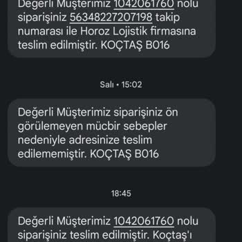 Horoz Lojistik Teslim Almadığım Ürün Teslim Edildi Mesajı