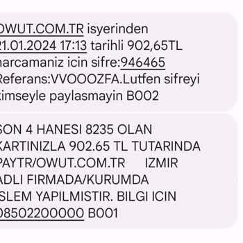 Owut Firması İade Almıyor