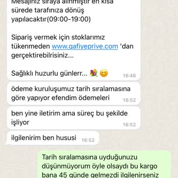 Qafiye Prive 45 Gün Sonra Gelen Kargo Ve Yanlış Ürünler Göndermeleri