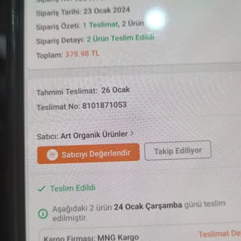 Art Organik Ürünler 1 Adet Ürün Eksik Geldi