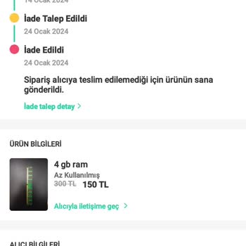 Dolap Kargo Yollanmadı ve İptal Oldu Sipariş