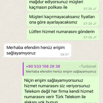Turbo Net Hizmet Numarası Vermeme Sıkıntısı