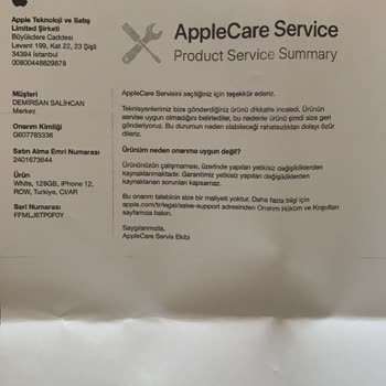 Vatan Bilgisayar İPhone 12 Garanti Cihazımı Parasını Ödedim Servis Yapmadı