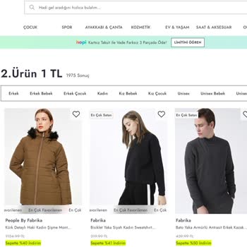 Boyner Outlet Geçersiz 1 Alana 1 Bedava / 2. Ürün 1 TL Kampanyası