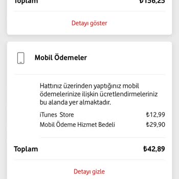 Vodafone Mobil Ödeme Hizmet Bedeli Ücreti