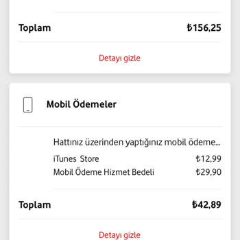 Vodafone Mobil Ödeme Hizmet Bedeli Ücreti