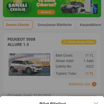 Trendyol GO Çekiliş Bileti Gözükmüyor