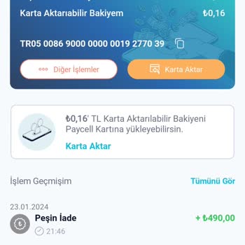Paycell Kart Peşin İade Gelmedi.