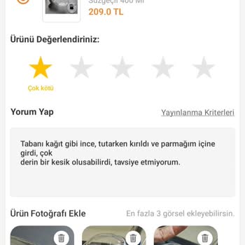 Trendyol Sorun Yaşadığım Ürünle İlgili Yaptığım Yorumu Yayınlamıyor.