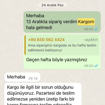 AydArt Ürünü Göndermiyor Sipariş Teslim Olmuyor.