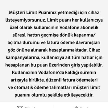Vodafone Müşteri Limit Puanı