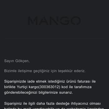 Mango İle Yaşanan İade