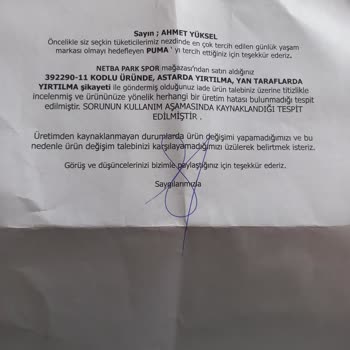 Netba Puma Spor Ayakkabı Yırtılma