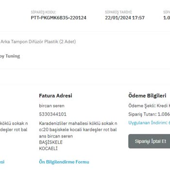 Aksoy Tuning Kargocu Gelmedi Diyerek Ürünü Göndermiyor