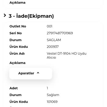 Digiturk İade Aparatlar Yapılmayan İşlem Hk.