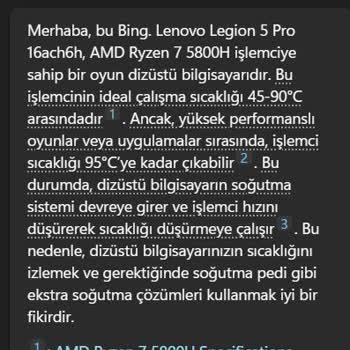 Lenovo Bilgisayar Lenovo Legion 5 Pro Servis Sonrası Isınma Sorunu (Arka Fan Çalışmıyor)