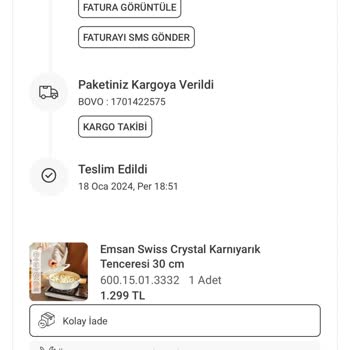 Karaca Züccaciye Yanlış Ürün Teslimatı