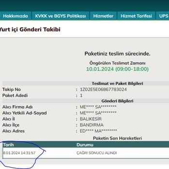 UPS Türkiye Gelmeyen - Kaybolan Kargom
