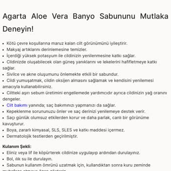 Agarta Bitkisel Kozmetik Agarta Kozmetik Yanlış İçerik Bilgisi