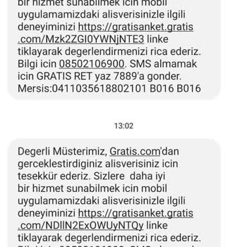 Gratis Alışveriş Yapmadığım Halde Bilgilendirme Mesajı Yolluyor!