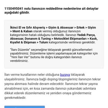 Sahibinden Ürün Askıya Alındı