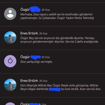 Penta Teknoloji Teknik Servisler Arasında DOA Raporu İletişim Sorunu