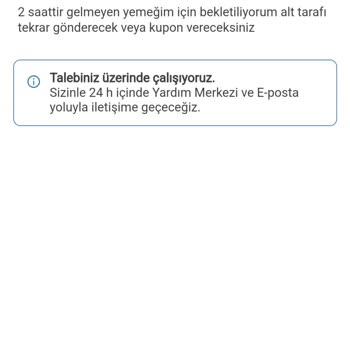 Yemeksepeti 23 Saattir Dönüş Yapmıyor