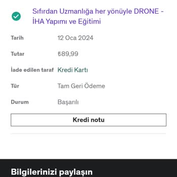 Udemy Kurs İadesi Yapılmadı