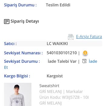 LCW Waikiki Sweatshirt İade Sorunu