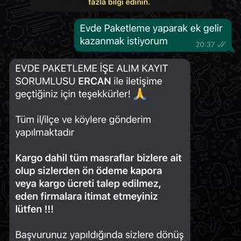 Ersağ Paketleme Sorumluluk Kabul Etmiyorum