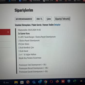 KFC Menü Sipariş Ettik Yarısından Fazlası Gelmedi