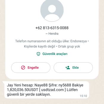 Usdtxs.com WhatsApp Gelen Mesaj