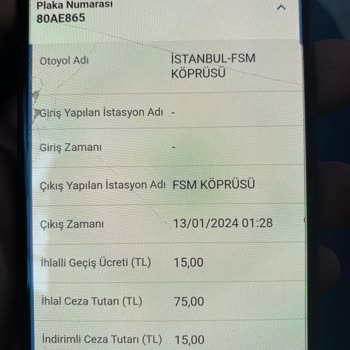 HGS İhlal Cezası FSM Köprüsü