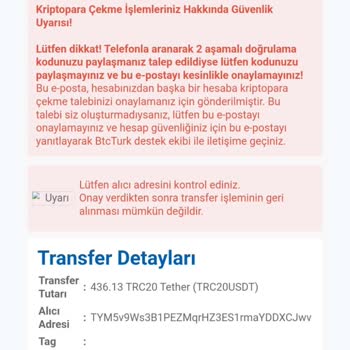 BTCTURK Paramı Bilmediğim Bir Hesaba Aktardı Onayım Olmadan