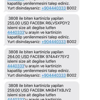 Kredi Kartımdan Facebook Adına 1000 USD Para Çekilmiş